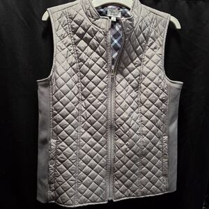 Title: Kim Rogers Cottagecore Light Grey Quilted Puffer Vest Grandmacore Preppy